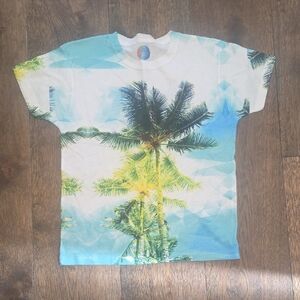 Kids Tropical Palm Tree T-Shirt - Blue and Green